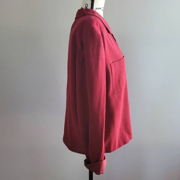 VTG 100% silk red blazer jacket size 12 office business old money quiet luxury - Picture 2 of 11